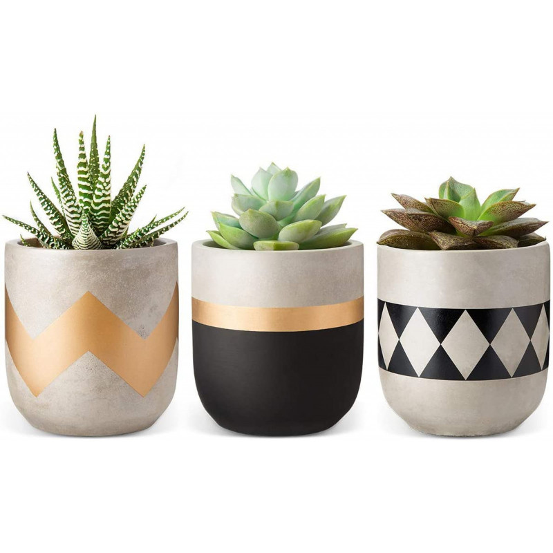 Mkouo Cement Plant Pots, Set of 3, Currently priced at £22.99
